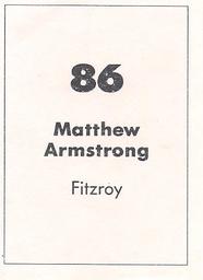 1990 Select AFL Stickers #86 Matthew Armstrong Back